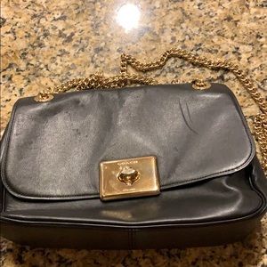 black Coach satchel bag with gold chain